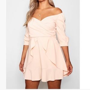 Blush off shoulder skater dress new sz 16